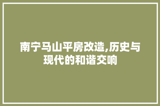 南宁马山平房改造,历史与现代的和谐交响