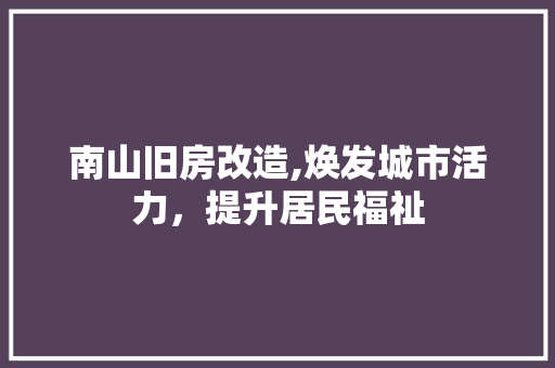 南山旧房改造,焕发城市活力,提升居民福祉 景观设计 南山旧房改造,焕发城市活力,提升居民福祉 景观设计