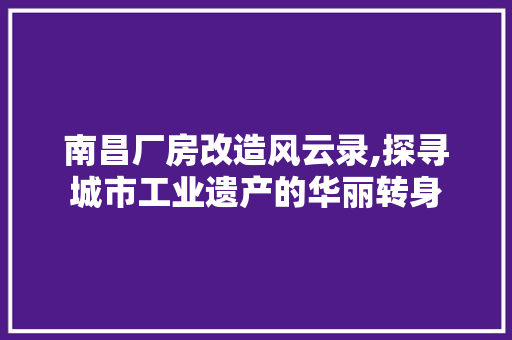 南昌厂房改造风云录,探寻城市工业遗产的华丽转身