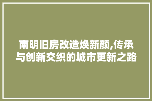 南明旧房改造焕新颜,传承与创新交织的城市更新之路 地面装修