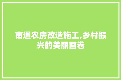 南通农房改造施工,乡村振兴的美丽画卷