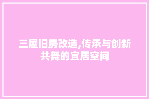 三屋旧房改造,传承与创新共舞的宜居空间