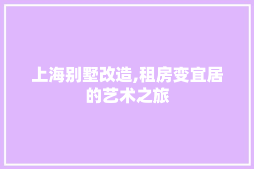 上海别墅改造,租房变宜居的艺术之旅