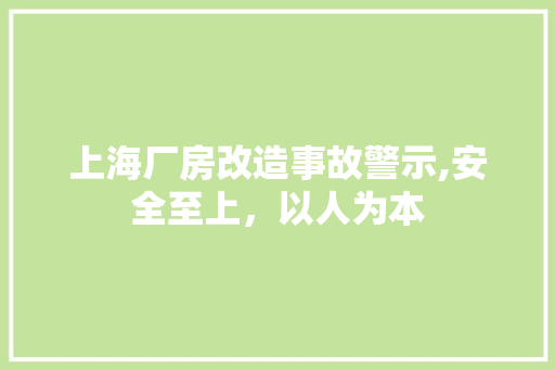 上海厂房改造事故警示,安全至上，以人为本 建筑设计