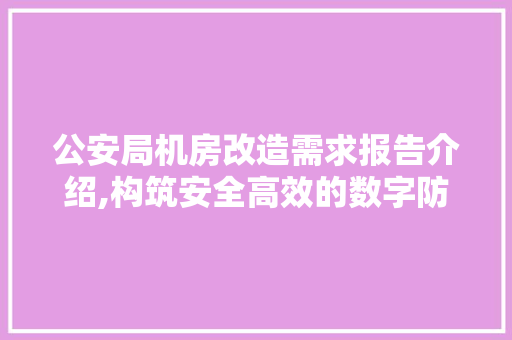 公安局机房改造需求报告介绍,构筑安全高效的数字防线