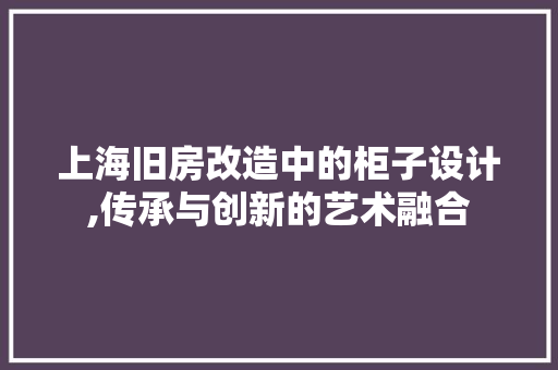 上海旧房改造中的柜子设计,传承与创新的艺术融合