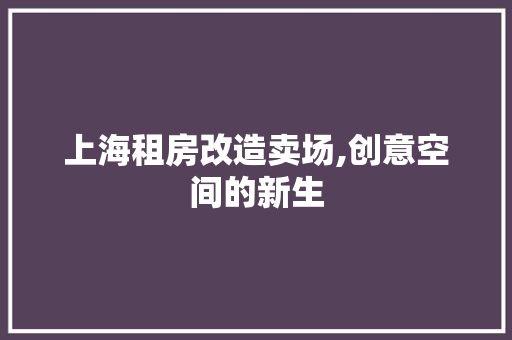 上海租房改造卖场,创意空间的新生 地面装修