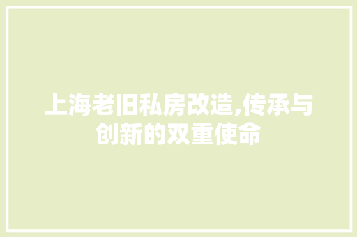 上海老旧私房改造,传承与创新的双重使命 景观设计