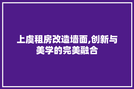 上虞租房改造墙面,创新与美学的完美融合