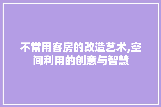 不常用客房的改造艺术,空间利用的创意与智慧
