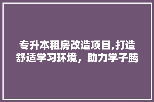 专升本租房改造项目,打造舒适学习环境，助力学子腾飞