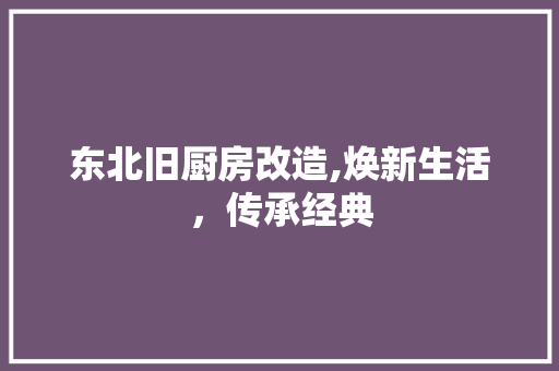 东北旧厨房改造,焕新生活，传承经典