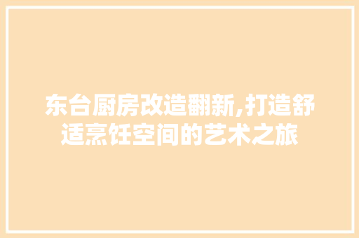 东台厨房改造翻新,打造舒适烹饪空间的艺术之旅