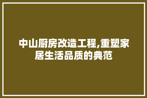 中山厨房改造工程,重塑家居生活品质的典范 装修攻略 中山厨房改造工程,重塑家居生活品质的典范 装修攻略