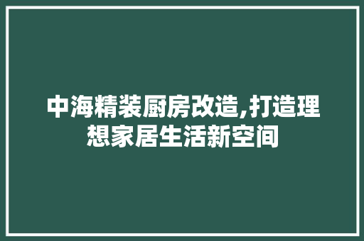 中海精装厨房改造,打造理想家居生活新空间