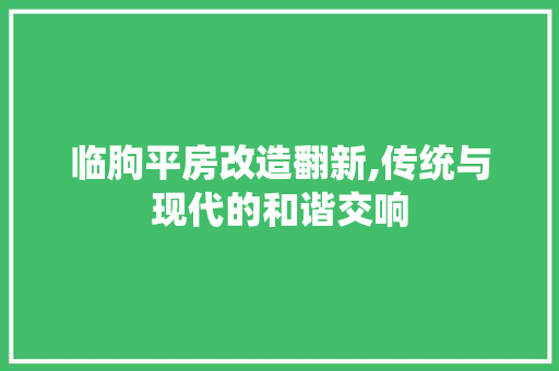 临朐平房改造翻新,传统与现代的和谐交响