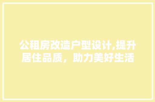 公租房改造户型设计,提升居住品质，助力美好生活