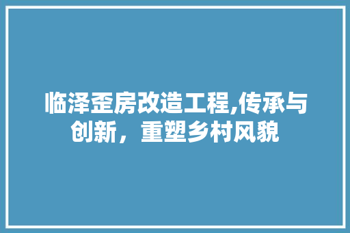 临泽歪房改造工程,传承与创新，重塑乡村风貌