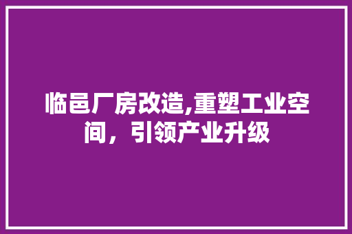 临邑厂房改造,重塑工业空间，引领产业升级