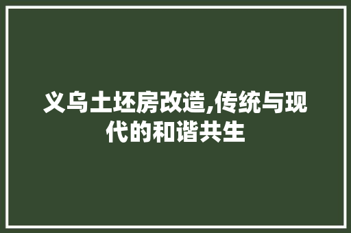 义乌土坯房改造,传统与现代的和谐共生