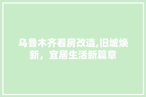 乌鲁木齐看房改造,旧城焕新，宜居生活新篇章