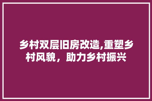 乡村双层旧房改造,重塑乡村风貌，助力乡村振兴