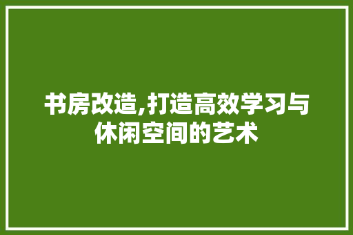 书房改造,打造高效学习与休闲空间的艺术