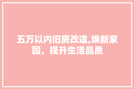 五万以内旧房改造,焕新家园，提升生活品质