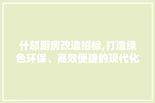 什邡厨房改造招标,打造绿色环保、高效便捷的现代化厨房