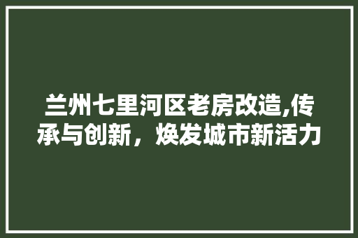 兰州七里河区老房改造,传承与创新，焕发城市新活力