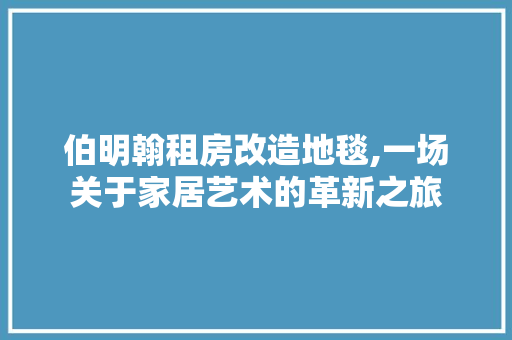 伯明翰租房改造地毯,一场关于家居艺术的革新之旅