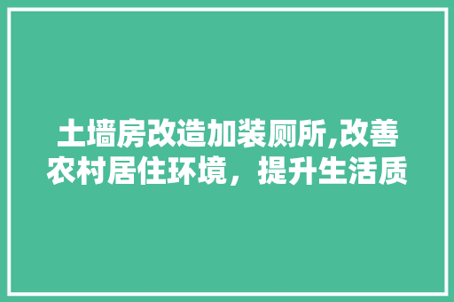 土墙房改造加装厕所,改善农村居住环境，提升生活质量
