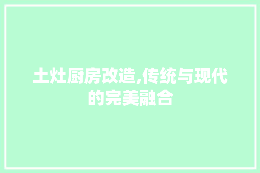 土灶厨房改造,传统与现代的完美融合