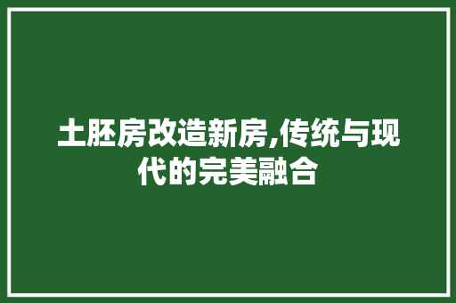 土胚房改造新房,传统与现代的完美融合