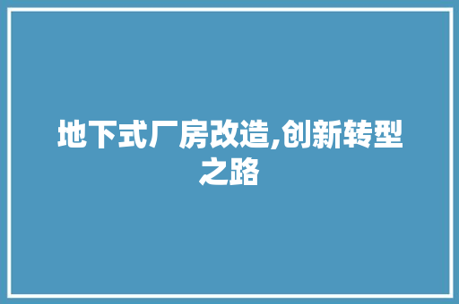 地下式厂房改造,创新转型之路 地面装修