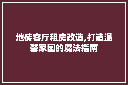 地砖客厅租房改造,打造温馨家园的魔法指南