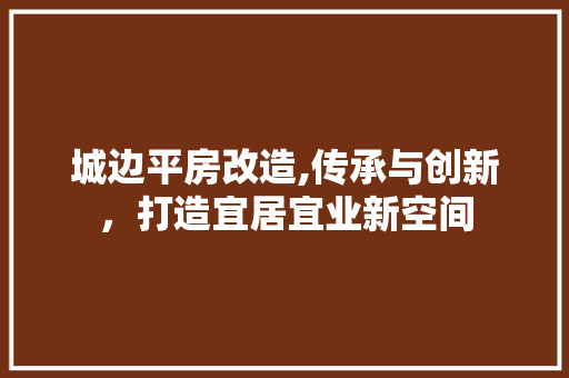 城边平房改造,传承与创新，打造宜居宜业新空间