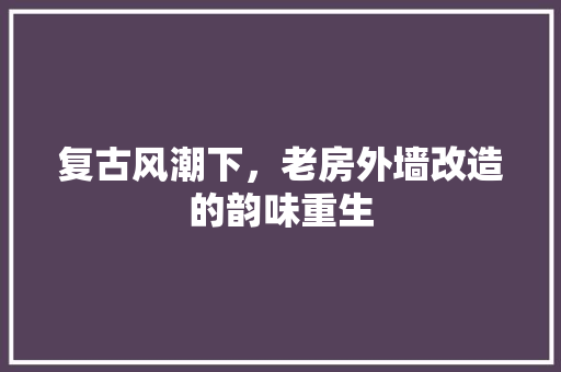 复古风潮下，老房外墙改造的韵味重生