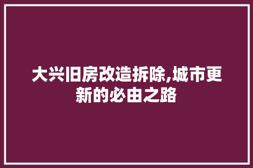 大兴旧房改造拆除,城市更新的必由之路 景观设计