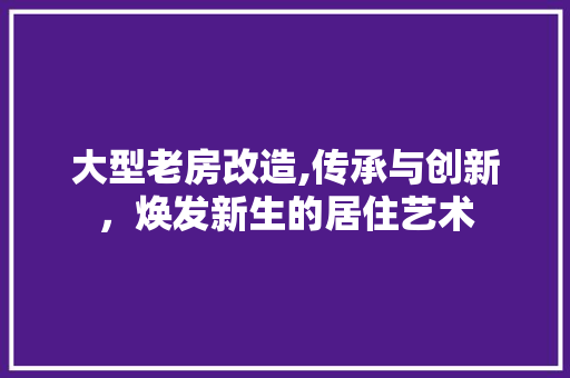 大型老房改造,传承与创新，焕发新生的居住艺术