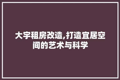 大宇租房改造,打造宜居空间的艺术与科学