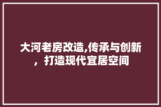 大河老房改造,传承与创新，打造现代宜居空间
