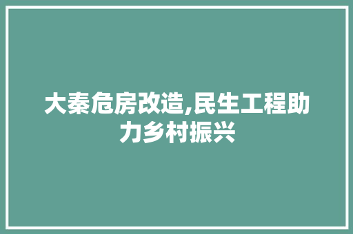 大秦危房改造,民生工程助力乡村振兴