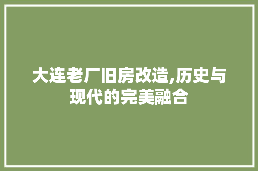 大连老厂旧房改造,历史与现代的完美融合
