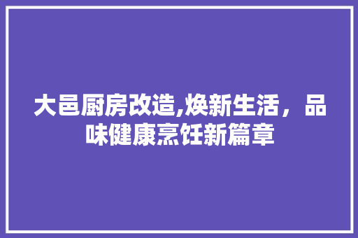 大邑厨房改造,焕新生活，品味健康烹饪新篇章