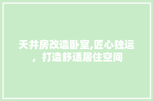 天井房改造卧室,匠心独运，打造舒适居住空间