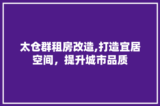 太仓群租房改造,打造宜居空间，提升城市品质