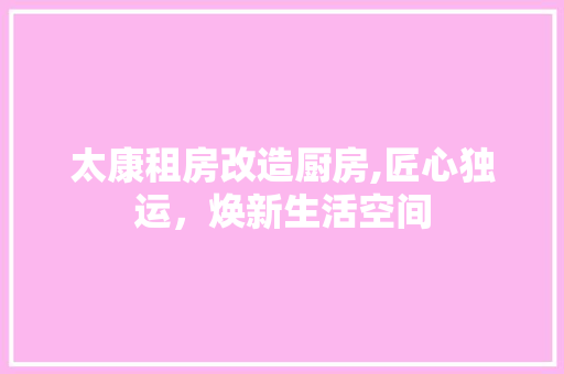 太康租房改造厨房,匠心独运，焕新生活空间