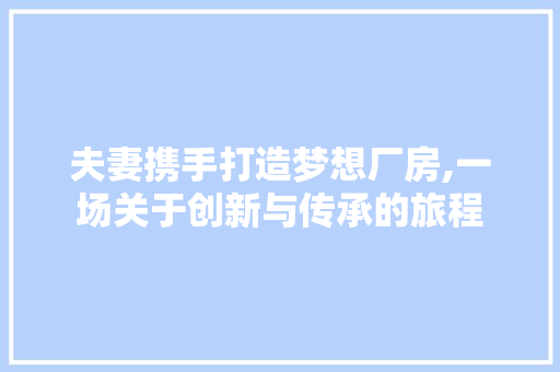 夫妻携手打造梦想厂房,一场关于创新与传承的旅程