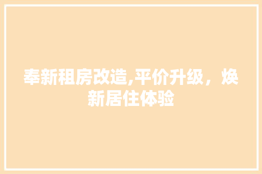 奉新租房改造,平价升级，焕新居住体验